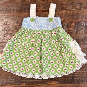 Persnickety Green and Blue Floral Kids Dress